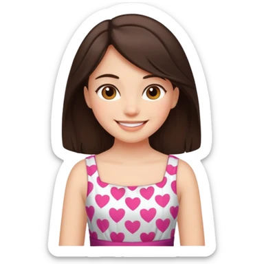 a dark brown-haired girl who was very happy with love sticker