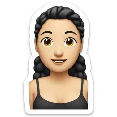 A fat woman with black hair, With a ponytail, Happy  sticker