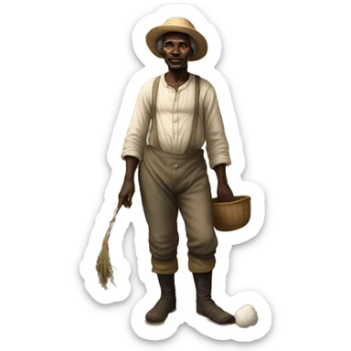 impoverished african farmer 1700s in cotton fields sticker