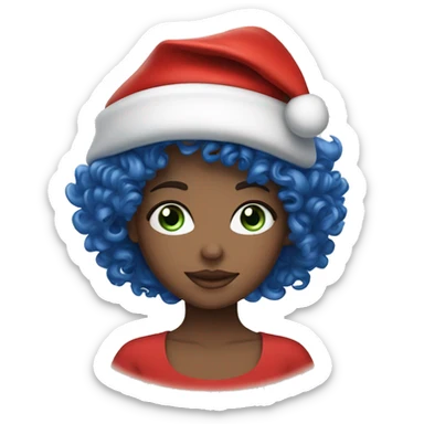 White blue eye curly girl with santa’s hat  sticker