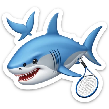 Un tiburón con un tenis azul  sticker