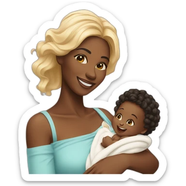 beautiful black women and newborn baby smiling sticker