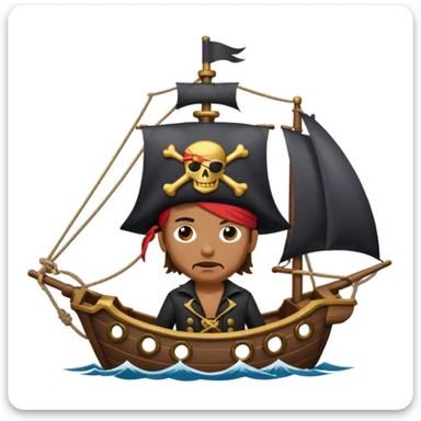 pirate with eye sailing a ship in strom sea background sticker