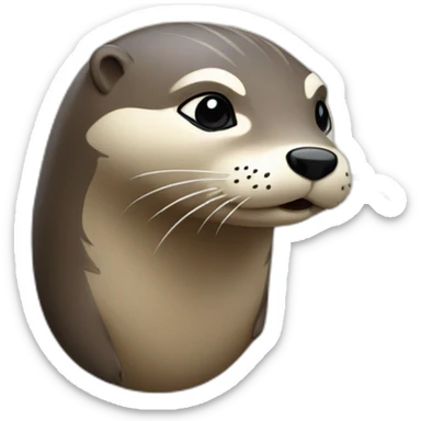 loutre qui fait dépasser, sur le côté, sa tête d'un mur sticker