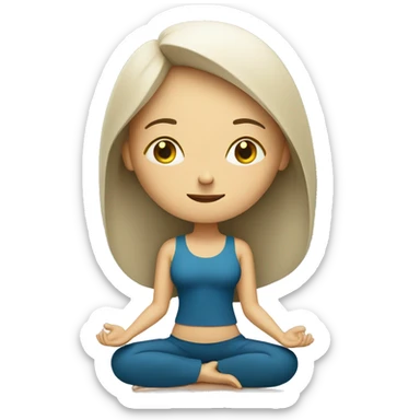 a white women engaged in meditation  sticker