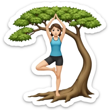 brunette girl in tree pose sticker