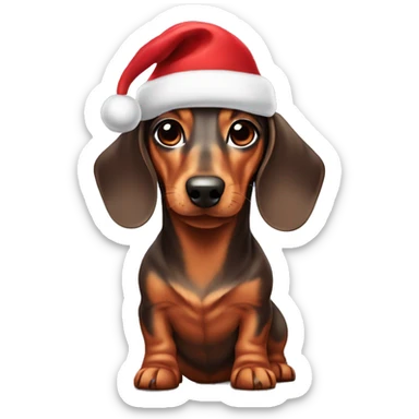 Dachshund with a Christmas hat  sticker