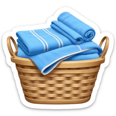 laundry basket with blue towels sticker
