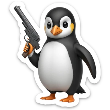 Penguin with a gun sticker