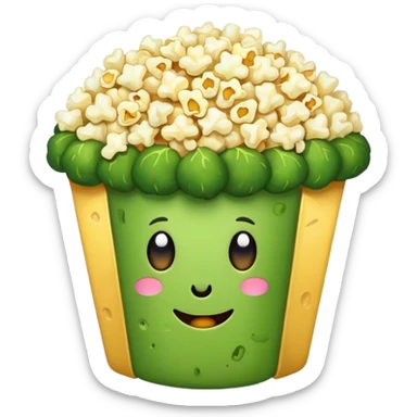 Broccoli with popcornn sticker