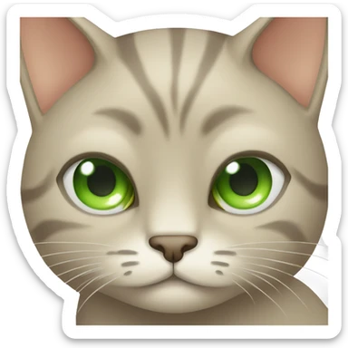 Beige cat with green eyes long hair curve nose angry face sticker