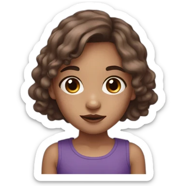 Girl with purple eyes and brown  hair  and vitiligo  sticker