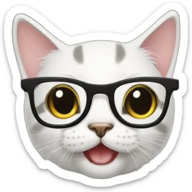 Cat black smile glasses sticker