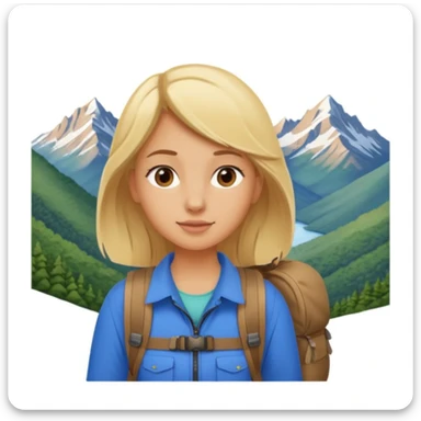 girl backpacking, travelling mountains background sticker