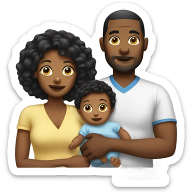 Black mom dad and baby sticker