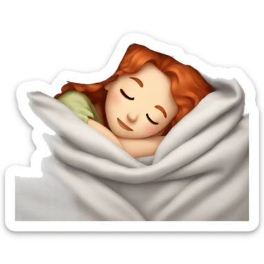 Girl with red hair sleeping in blanket sticker