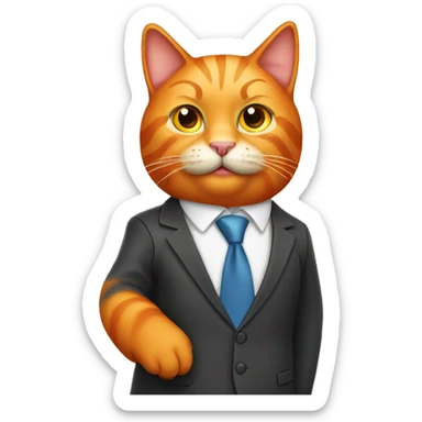 Orange cat in business suit sticker