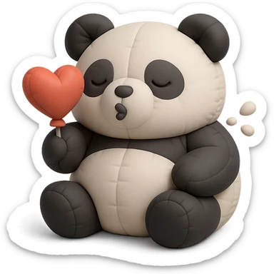 panda with heart-shaped balloon blowing kisses, cushion style sticker