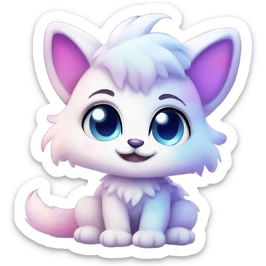 Adorable innocent cute gradient-Sparkle-nebula-fursona furry, full body sticker