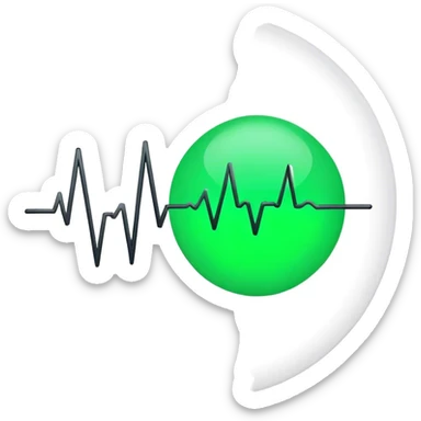 green dot with ECG heartbeat line. dot, not heat sticker