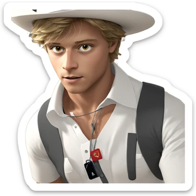 blonde boy in white shirt sticker