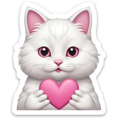 Cute white cat making heart shape with his hand sticker