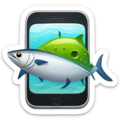 A tuna with a smartphone sticker