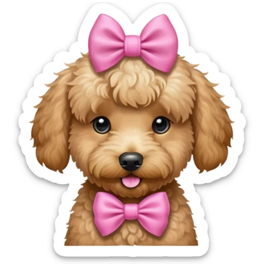 Mini goldendoodle with pink bow sticker