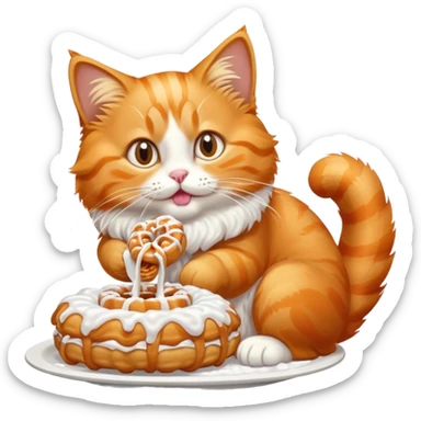 Orange cat eating funnel cake sticker
