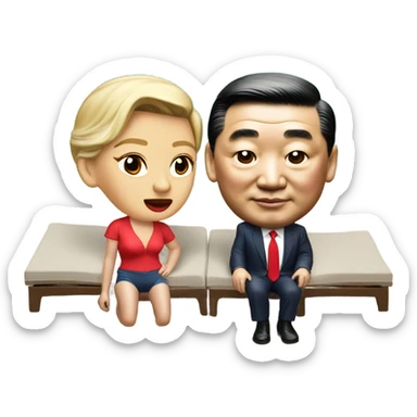Photorealistic Trump and Xi Jinping at the beach by the pool together sticker