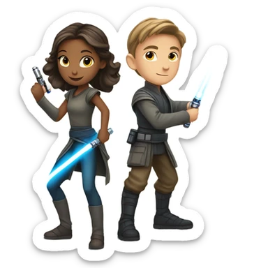 Lightsaber battle girl vs boy sticker