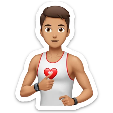 Runner with heart rate monitor and oxygen measurement indicator, VO2 max fitness test sticker