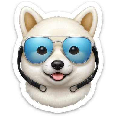 White Shiba inu wearing sunglasses sticker