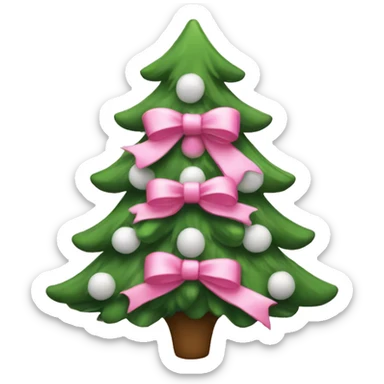 Christmas tree with pink and white bows sticker
