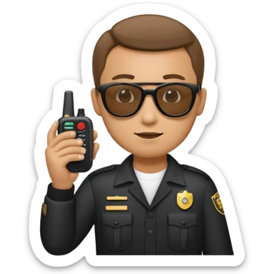 school security, sun glasses, holding walkie-talkie sticker