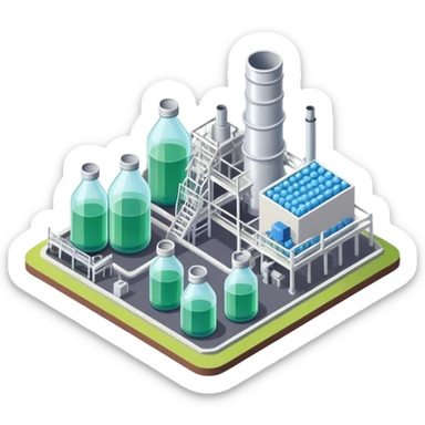 Isometric plastic bottles factory  sticker
