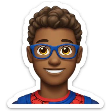 A handsome teen boy in a spiderman suit sticker