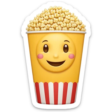 Smiling Emoji 😋 with 👀 for eyes with popcorn 🍿in front  sticker