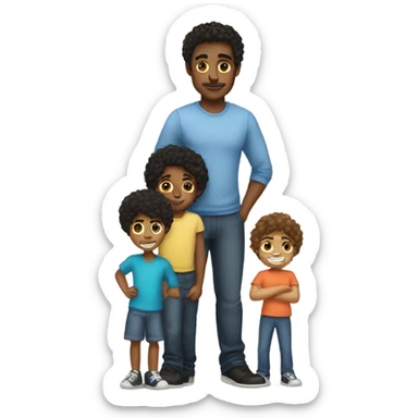 Light skin man with dark hair and his 4 kids  sticker