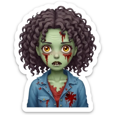 zombie girl with curly hair  sticker