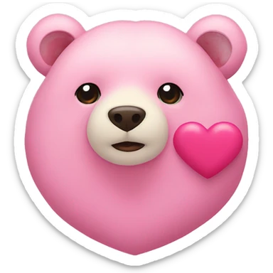 Pink heart with a bear in font sticker