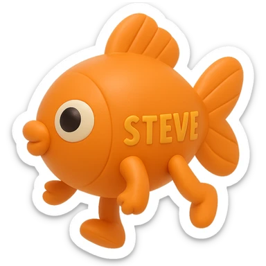 Make the balloon fish orange, add arms and legs, keep the style playful and floating, with no background. sticker