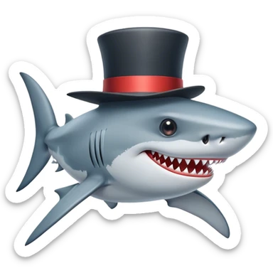 Shark with a top hat sticker