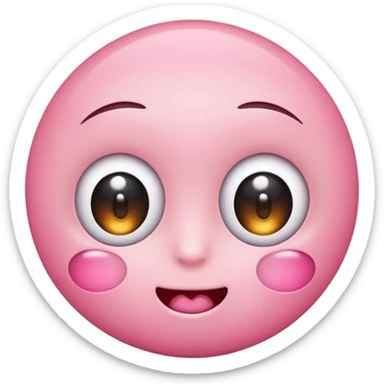 cute pink blushing emoji with big sparkling eyes sticker