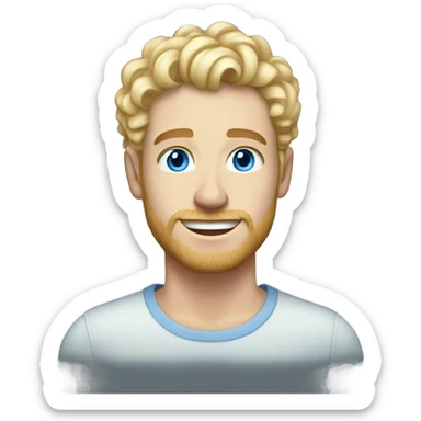 full body light curl blonde 30yo man blue eyed pale skin sticker