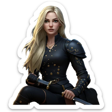 blonde girl with sword jewelry sticker