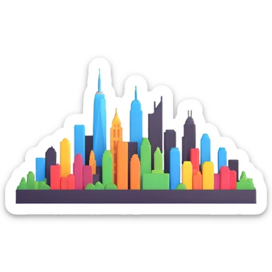 city skyline sticker