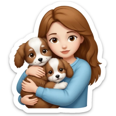girl hugging puppy sticker