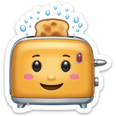 Happy toaster taking a bath sticker