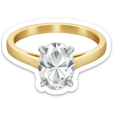 Oval diamond ring with gold band sticker
